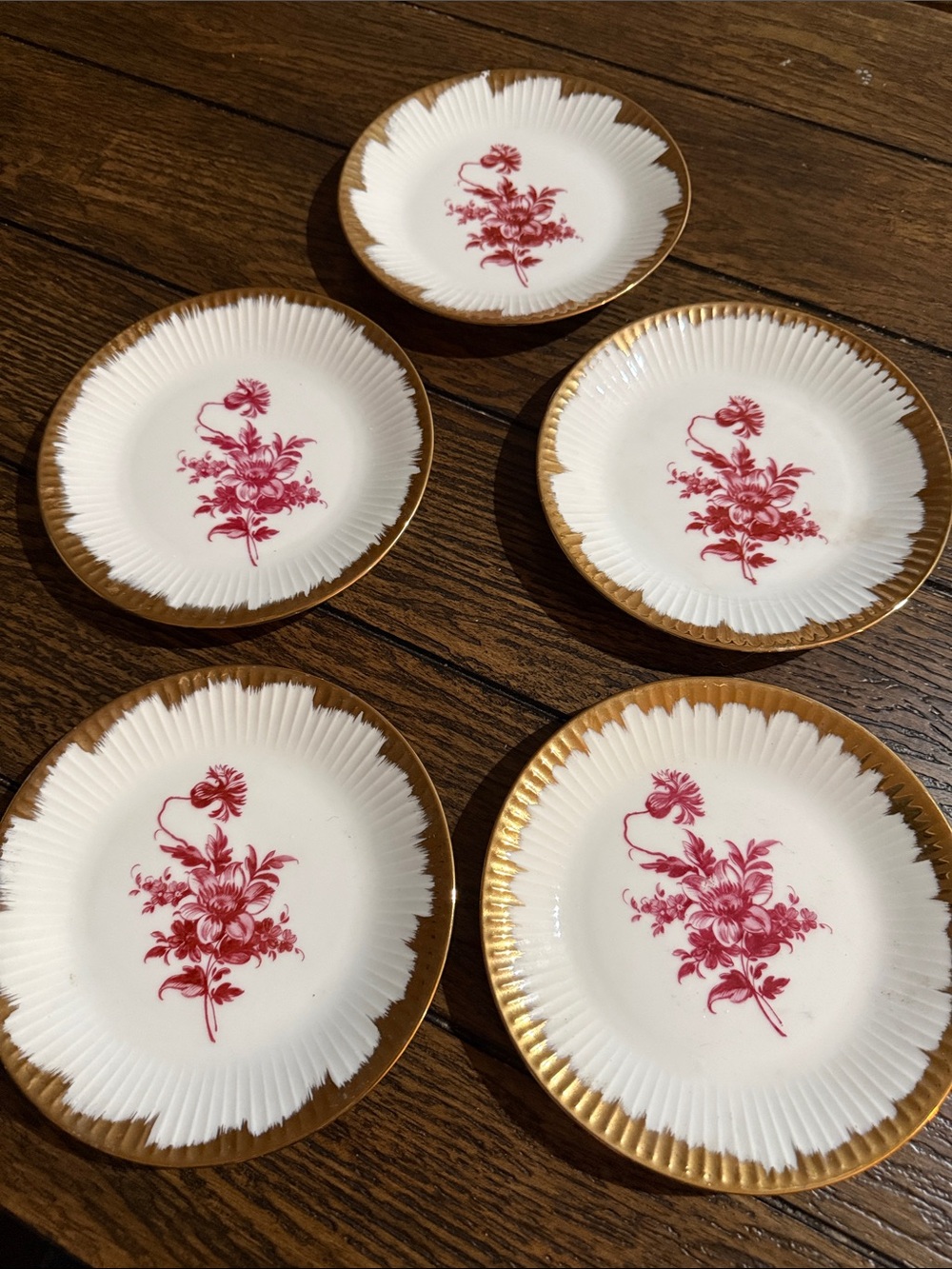 Set of five small plates 6” with a floral design made by BAVARIA GERMANY